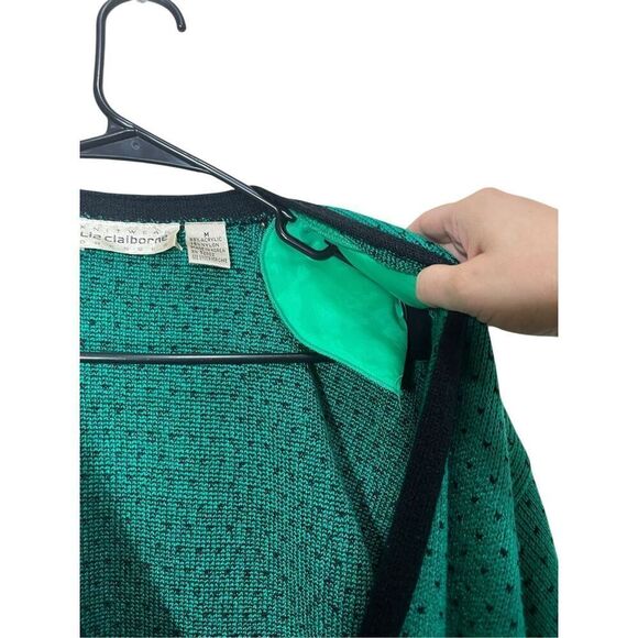 Vintage Liz Claiborne Green Polka Dot Cardigan Button Front Size M - Picture 6 of 8